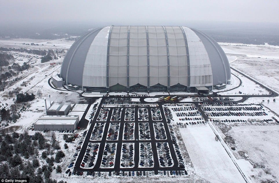 Cold: Snow surrounds the giant hangar which houses Tropical Islands
